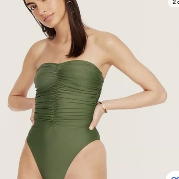 NWT J.Crew Rouched One piece Swimsuit in Olive size 22 - Picture 2 of 7